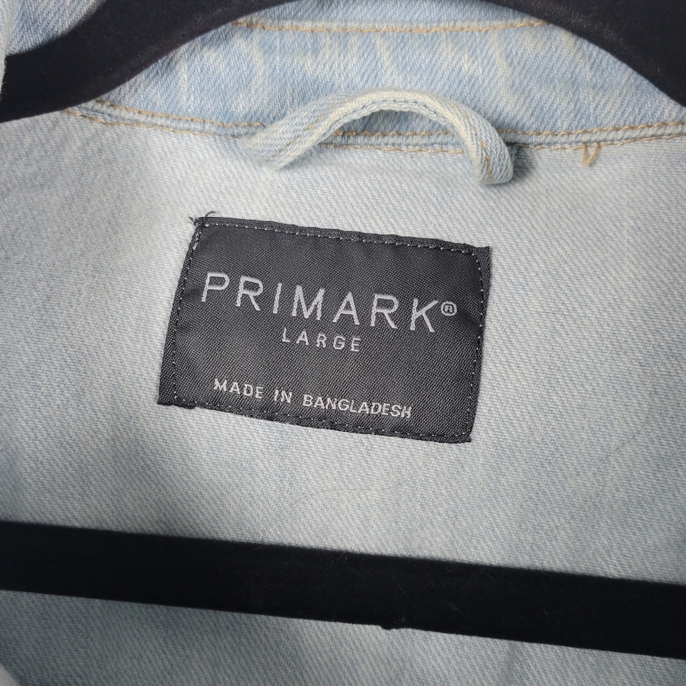 Primark Distressed Blue Denim Jean Jacket Size Large - Picture 5 of 8